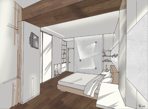 Заказать  онлайн индивидуальный Блиц-дизайн интерьеров дома в г. Каменец-Подольский  . Спальня 21 м2
